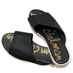 Sam Edelman Leila Black Leather Slide Sandals women size 7.5 preowned